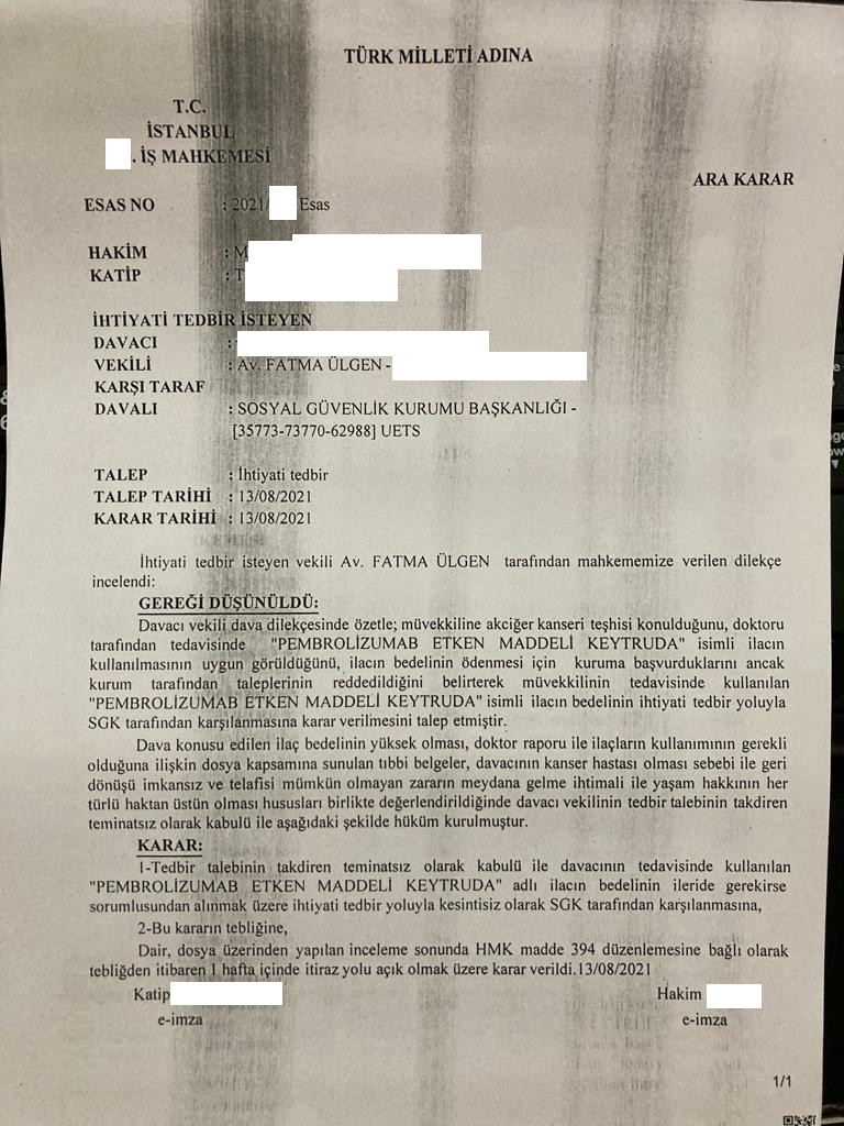 Kanser Hastasına 2. Günde İhtiyati Tedbir Kararı! Kanser İlacı Keytruda 2022 Haberleri