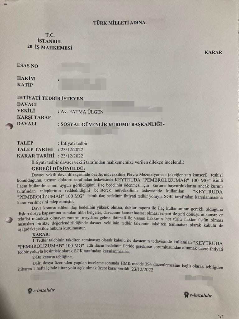 Keytruda Kullananların Yorumları Nelerdir 2023 Kanser İlacı SGK Davaları Avukatı Açıklaması Neler?